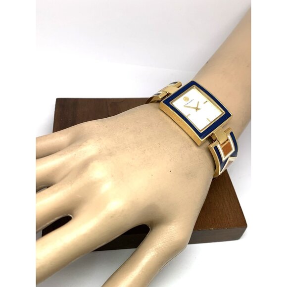 Tory Burch Women's Watch TBW5052 Buddy Quartz Bangle Blue Gold Stainless Steel - Picture 4 of 13